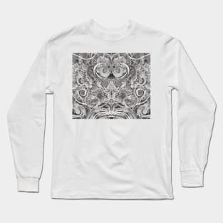 Grayscale Aesthetic Fractal Artwork - Black and White Abstract Drawing Long Sleeve T-Shirt